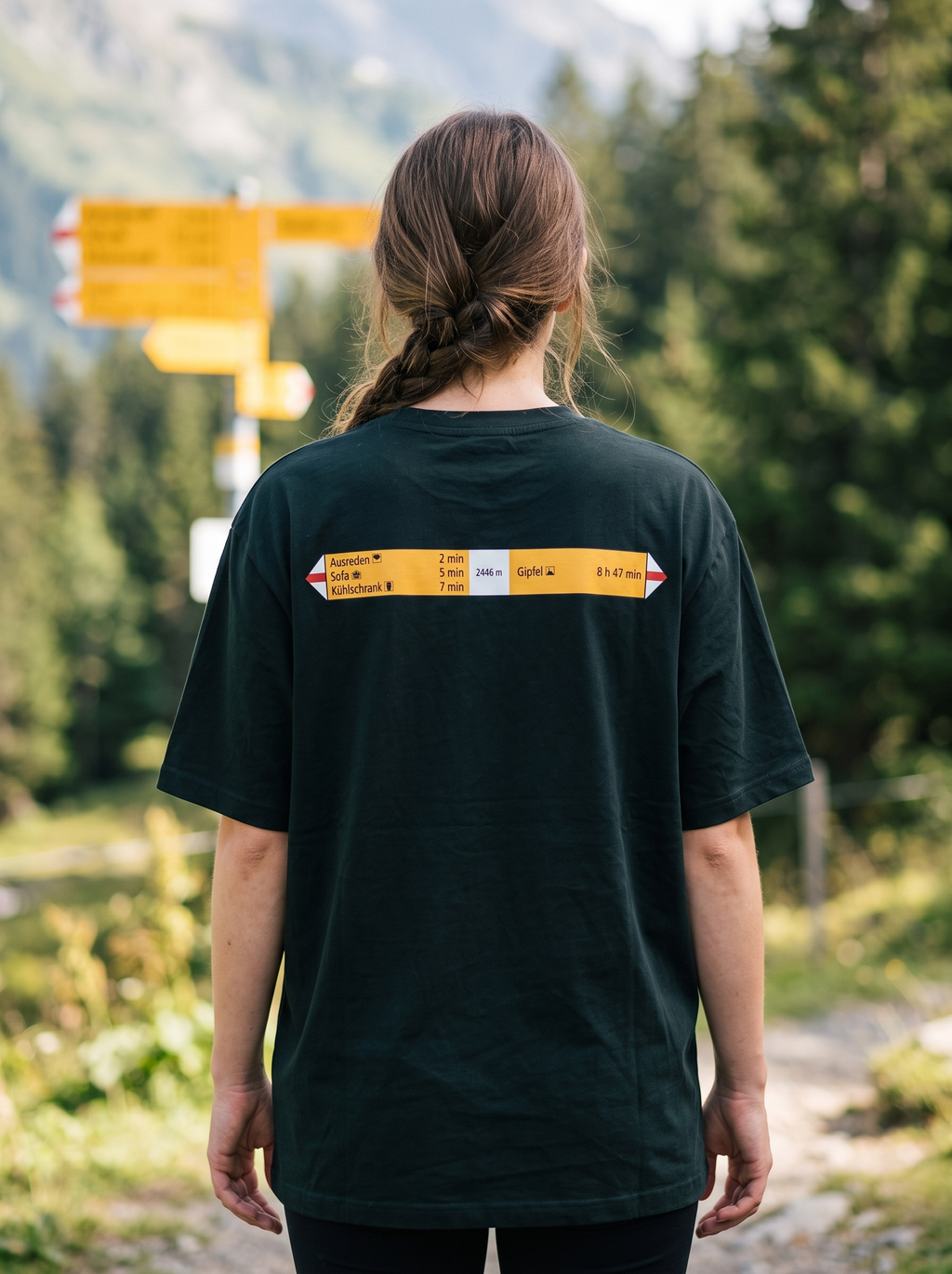 Swiss Hiking T-Shirt: Wanderweg Trail Sign