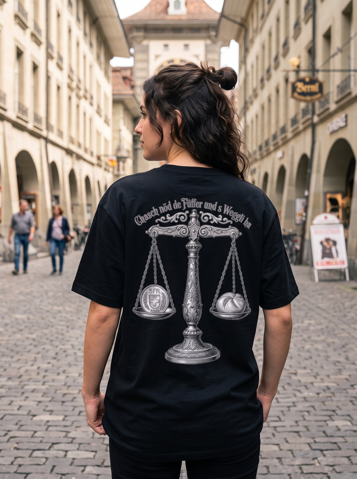 Swiss German Balance T-Shirt: De Füfer und s Weggli