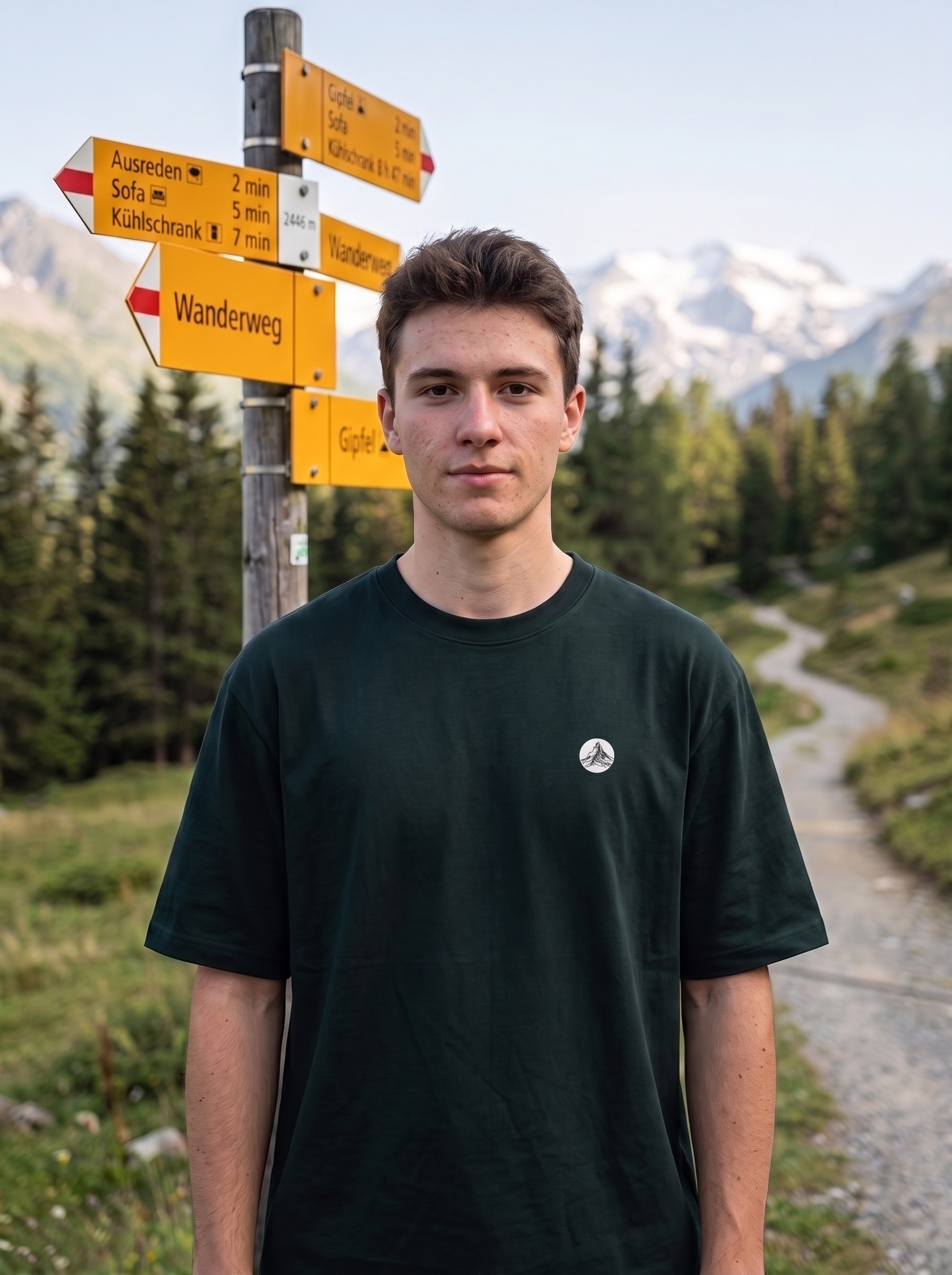 Swiss Hiking T-Shirt: Wanderweg Trail Sign